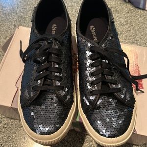 Superga navy sequined tennis shoes